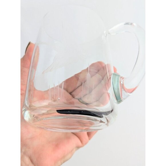 Pair of Vintage Handblown Glasses with Etched Bird Goose Duck Waterfowl Wildlife - Picture 7 of 7